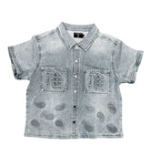 Mixed Emotions Paisley Denim Shirt Blue